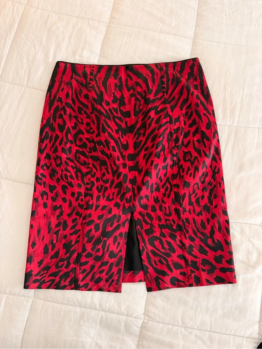 Red and Black Animal Print Pencil Skirt